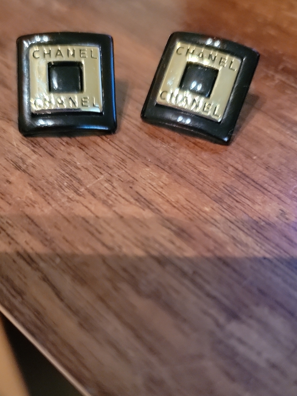 Inspired Black and Gold Square Earrings